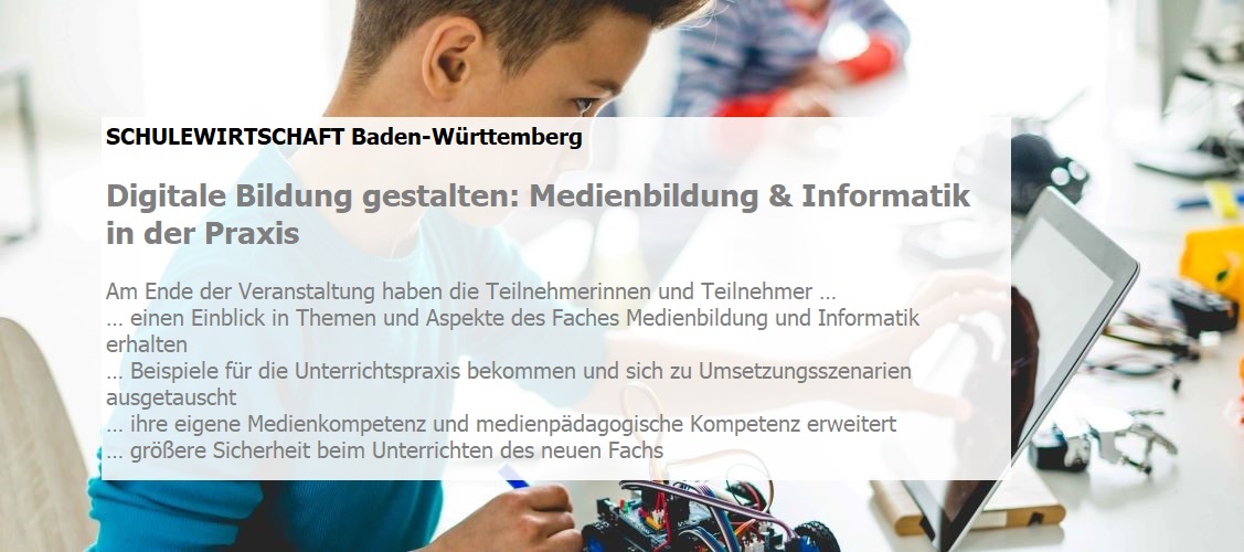 Am Ende der Veranstaltung haben die Teilnehmerinnen und Teilnehmer … … einen Einblick in Themen und Aspekte des Faches Medienbildung und Informatik erhalten  … Beispiele für die Unterrichtspraxis bekommen und sich zu Umsetzungsszenarien ausgetauscht  … ihre eigene Medienkompetenz und medienpädagogische Kompetenz erweitert … größere Sicherheit beim Unterrichten des neuen Fachs