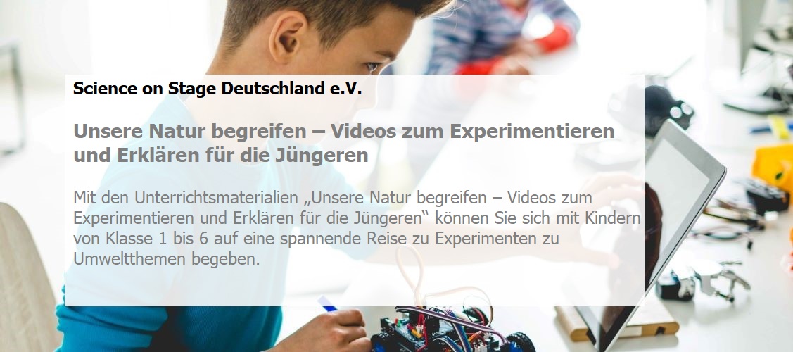Mit den Unterrichtsmaterialien „Unsere Natur begreifen – Videos zum Experimentieren und Erklären für die Jüngeren“ können Sie sich mit Kindern von Klasse 1 bis 6 auf eine spannende Reise zu Experimenten zu Umweltthemen begeben.