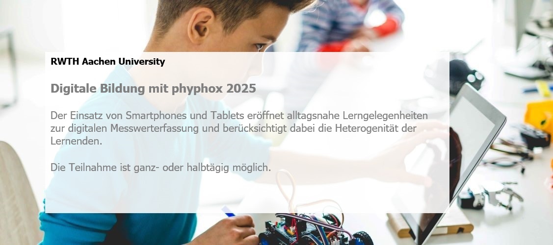 Der Einsatz von Smartphones und Tablets eröffnet alltagsnahe Lerngelegenheiten zur digitalen Messwerterfassung und berücksichtigt die Heterogenität der Lernenden. Die Teilnahme ist ganz- oder halbtägig möglich.